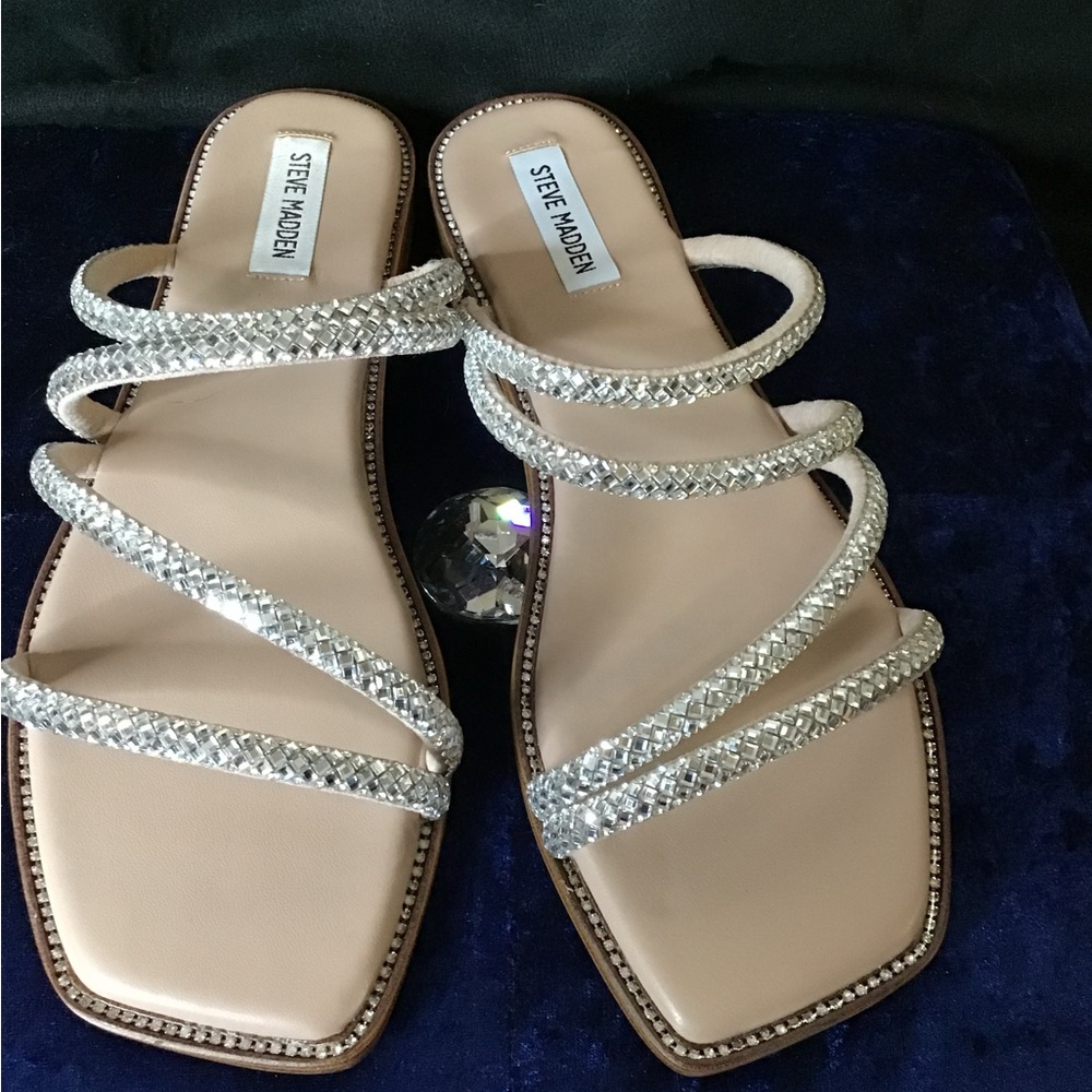 Steve Madden Silver Rhinestone Sandals - Picture 3 of 5